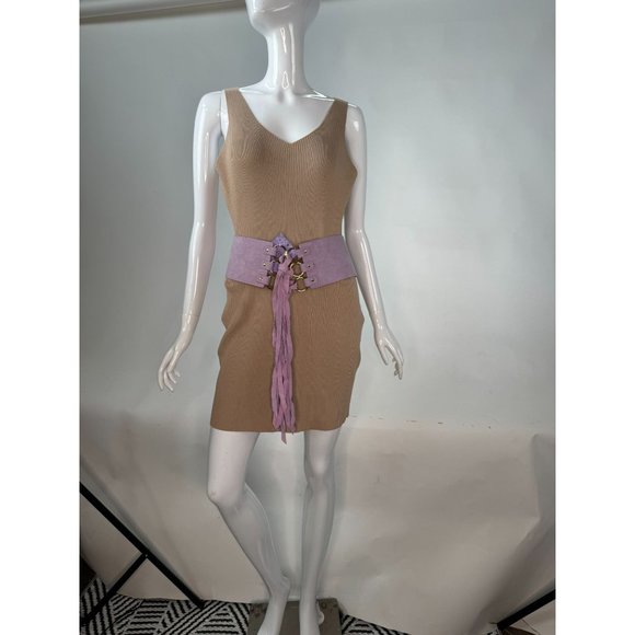 Hot on Hollywood Leather Laced Belt with Elastic Inserts  L Purple - Picture 12 of 16